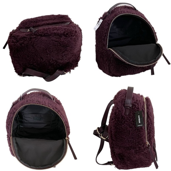 Express Teddy Fabric Plush Zip Up Purple Backpack with Adjustable Straps NWT - Picture 4 of 14
